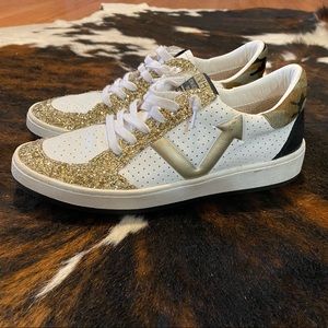 Vintage Havana Camo Cowhide and Gold Glitter